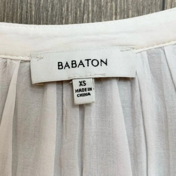 Aritzia Babaton Blouse 3/4 Length Bishop Sleeve Button Flowy White Size XS - Picture 9 of 13
